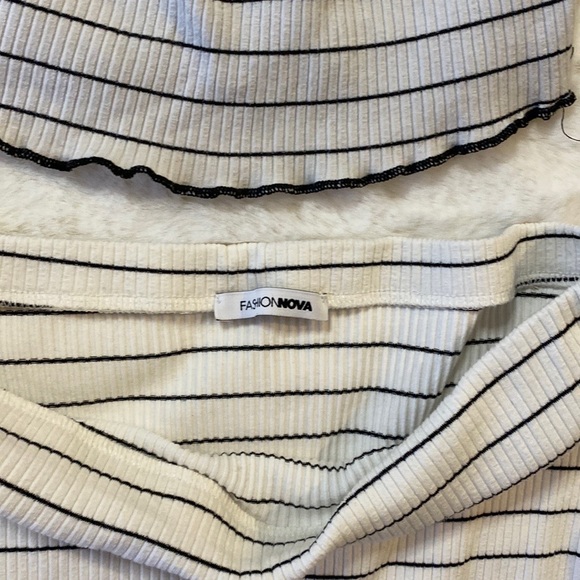 Fashion Nova Black & White Striped Skirt Set - Picture 8 of 8